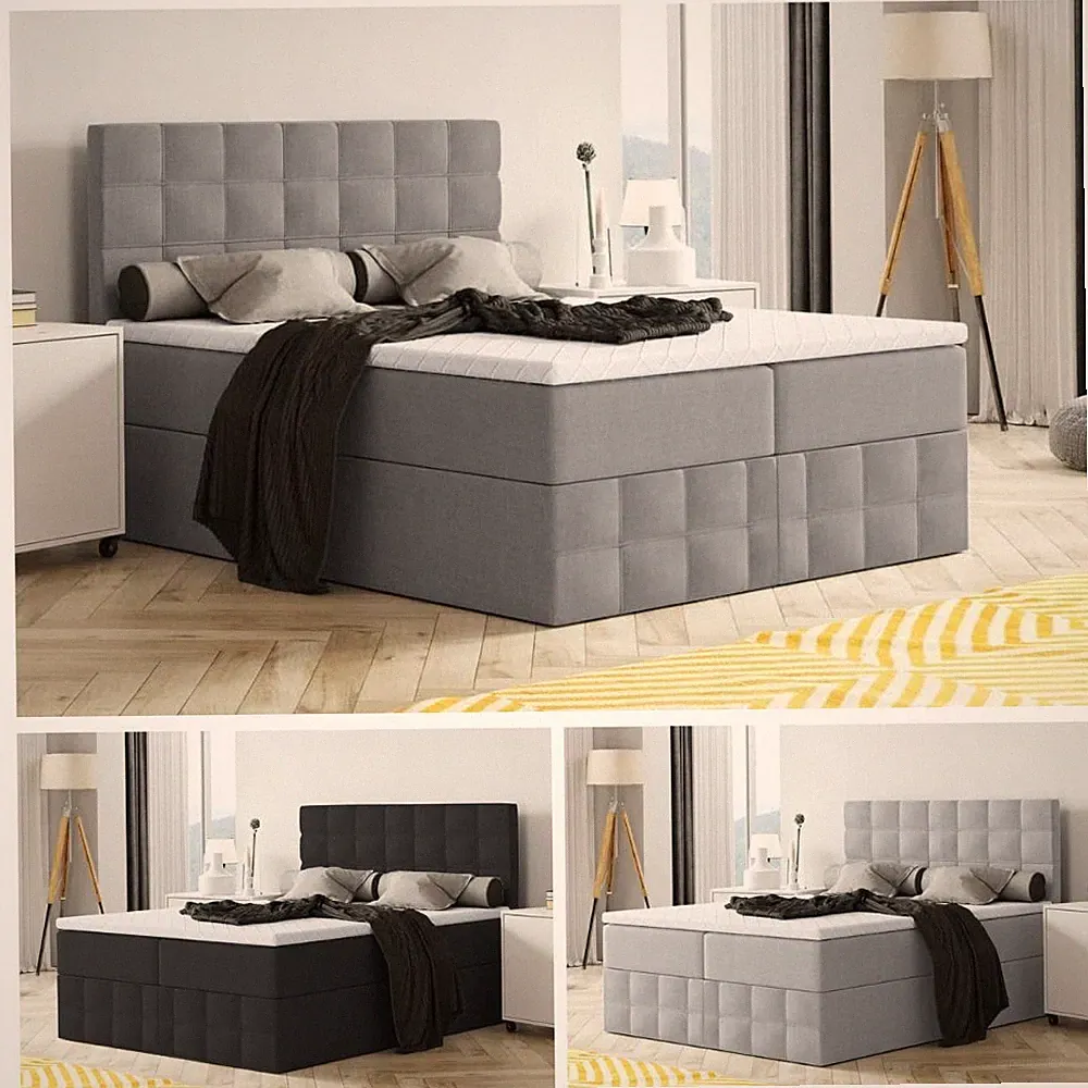 Bett MERA Premium Boxspringbett mit Bettkästen Stauraum Schlafzimmer H3 +Topper