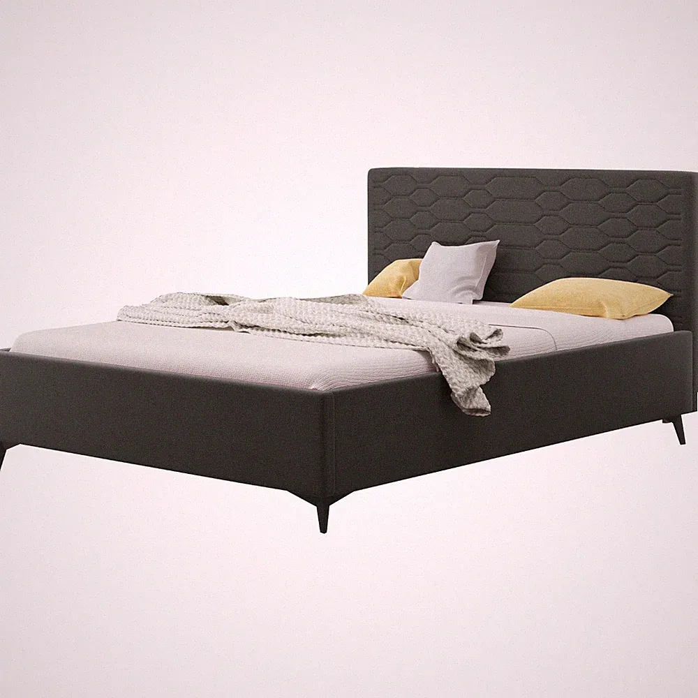 Bett MILY Mit Bettkasten Polsterbett Kopfteil Mit Nähten Metallfüße 150/170/190