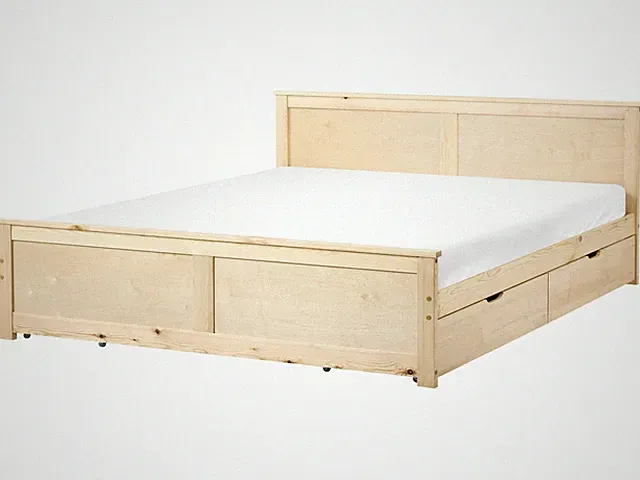 Bett mit 4 Schubladen Kiefernholz hellbraun 180 x 200 cm inkl. Stauraum Dauphin