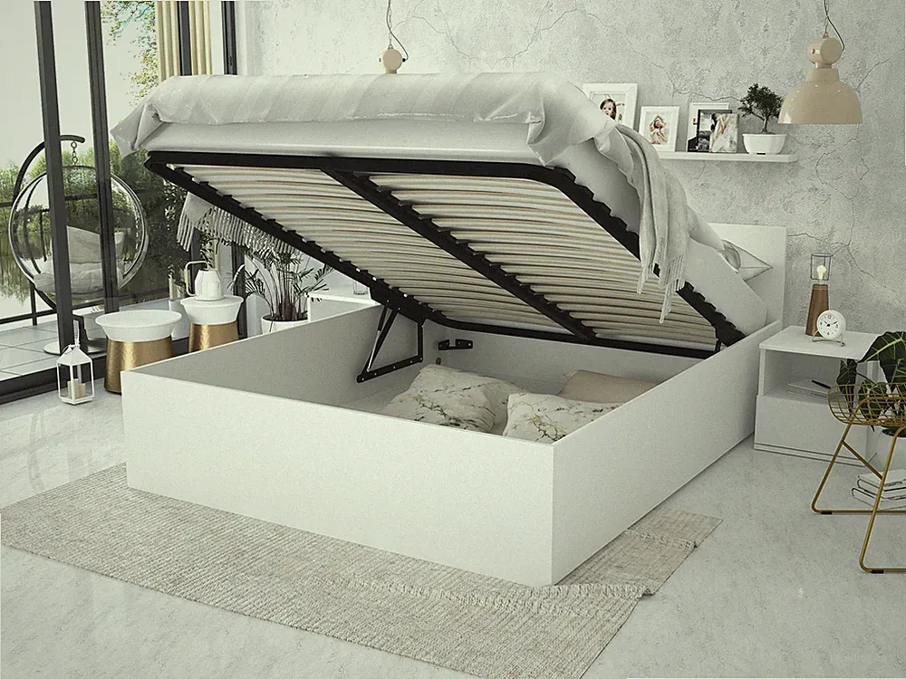 Bett mit Lattenrost Doppelbett Ehebett mit und ohne Matratze Bettkasten weiss