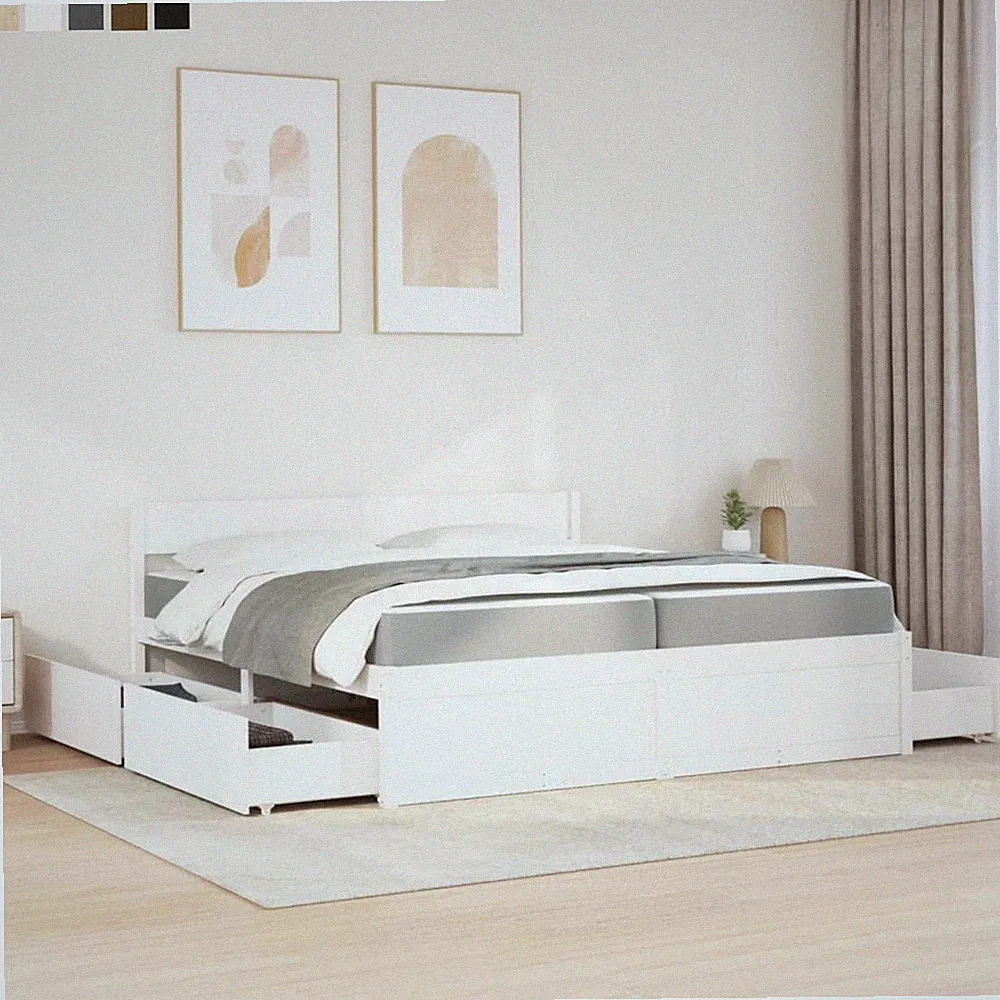Bett mit Schubladen und Matratze Massivholz Bettgestell Einzelbett Doppelbett