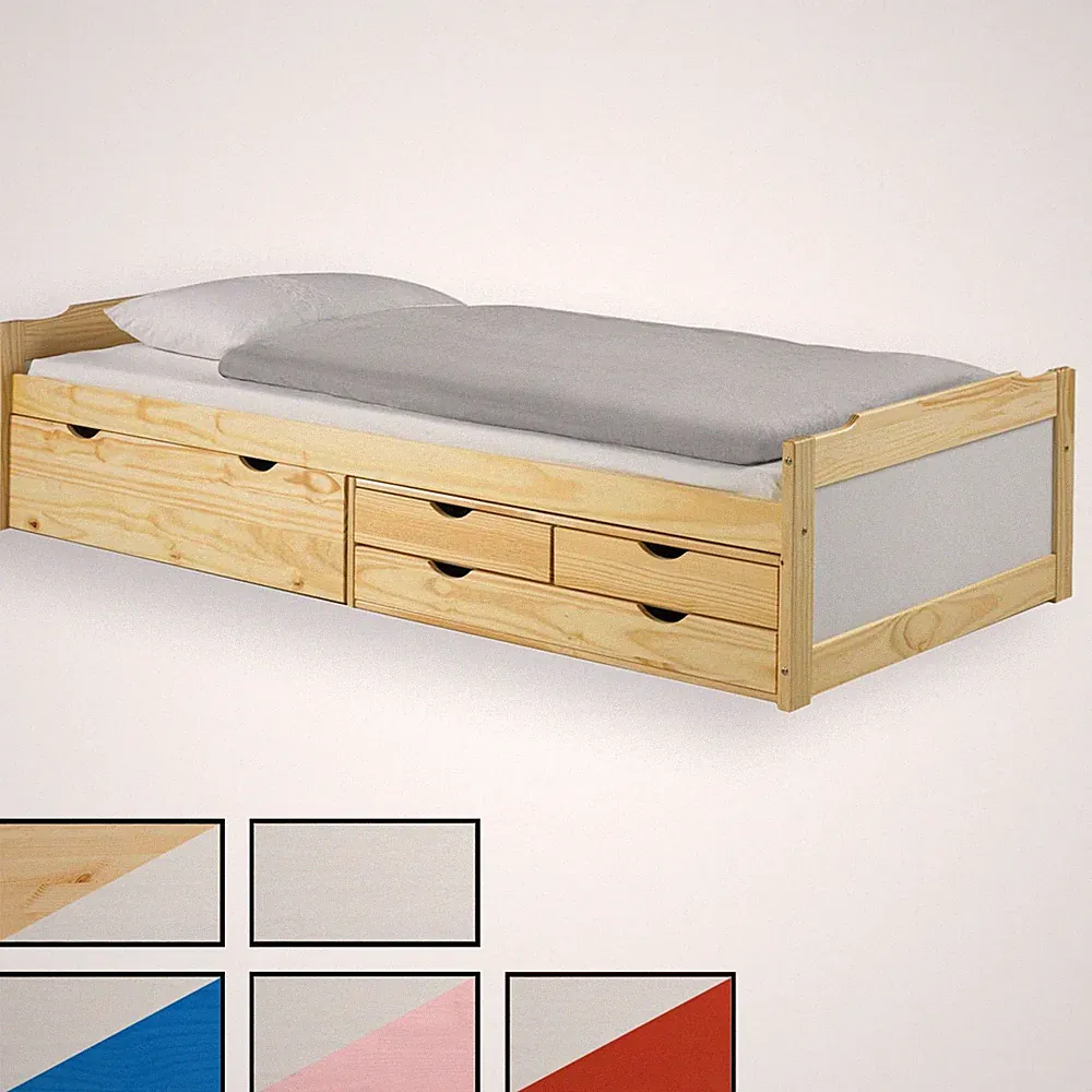 Bett mit Stauraum Kinderbett Gästebett 4 Schubladen Bett 90x200 cm