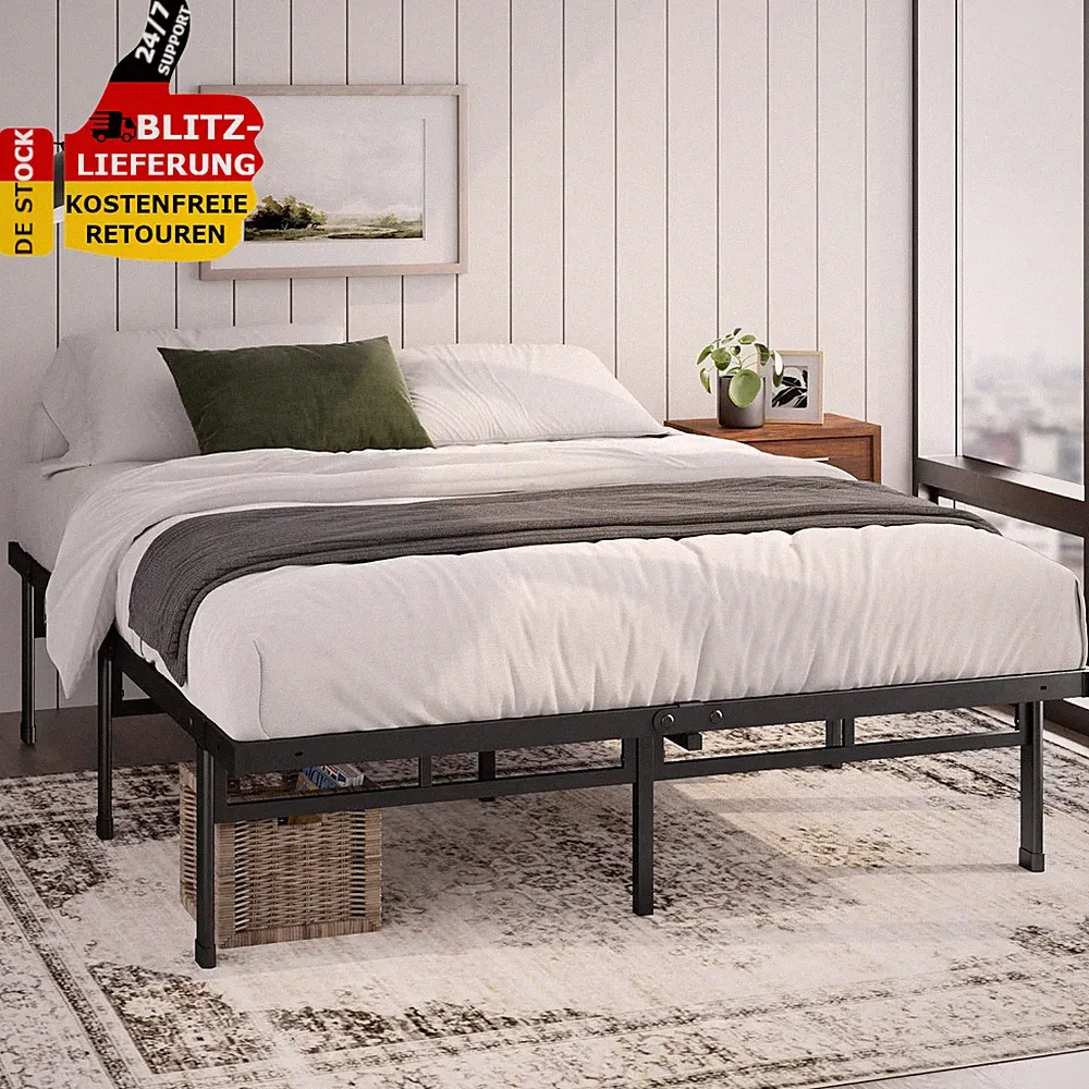 Bett Mit Stauraum Metall Plattform Bettgestell Gästebett Einzelbett Doppelbett