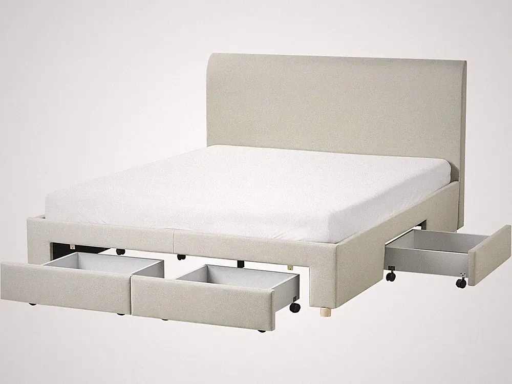Bett mit Stauraum Schubladen Stoff beige 160 x 200 cm inkl. Lattenrost Soutrin