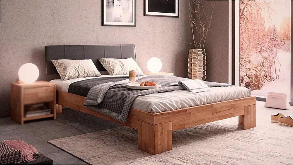 Bett Neo Futonbett Bettgestell Schlafzimmer in Eiche massiv geölt 140x200 cm