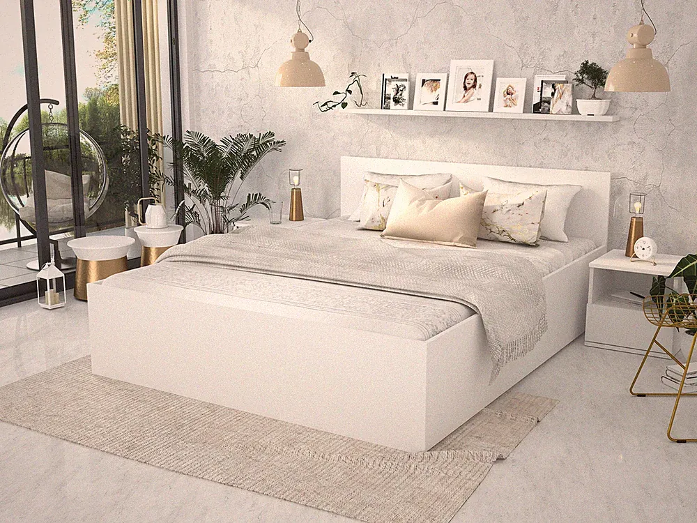 Bett Panama 120-160x200 cm mit/ohne Matratze Lattenrost weiß Bettkasten Stauraum