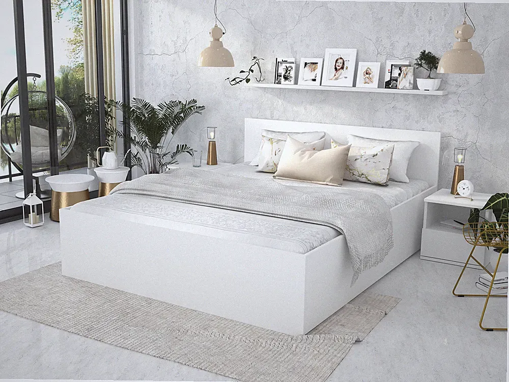 Bett Panama 120x200 cm mit Matratze Lattenrost weiß Bettkasten