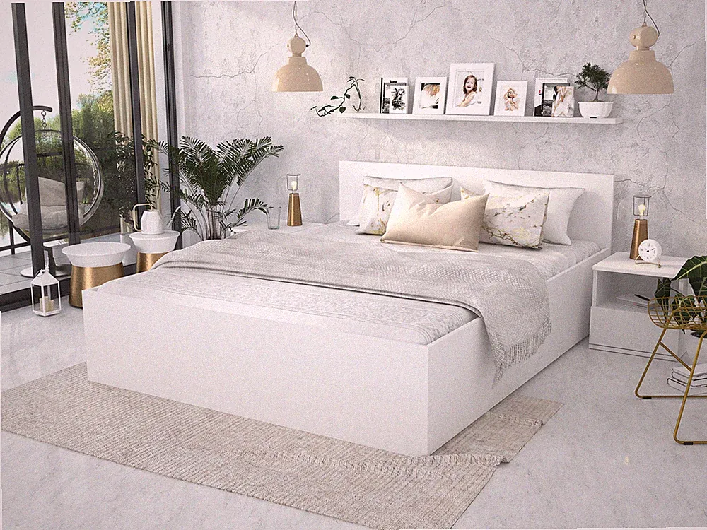 Bett Panama 160x200 cm mit Matratze Lattenrost weiß Bettkasten