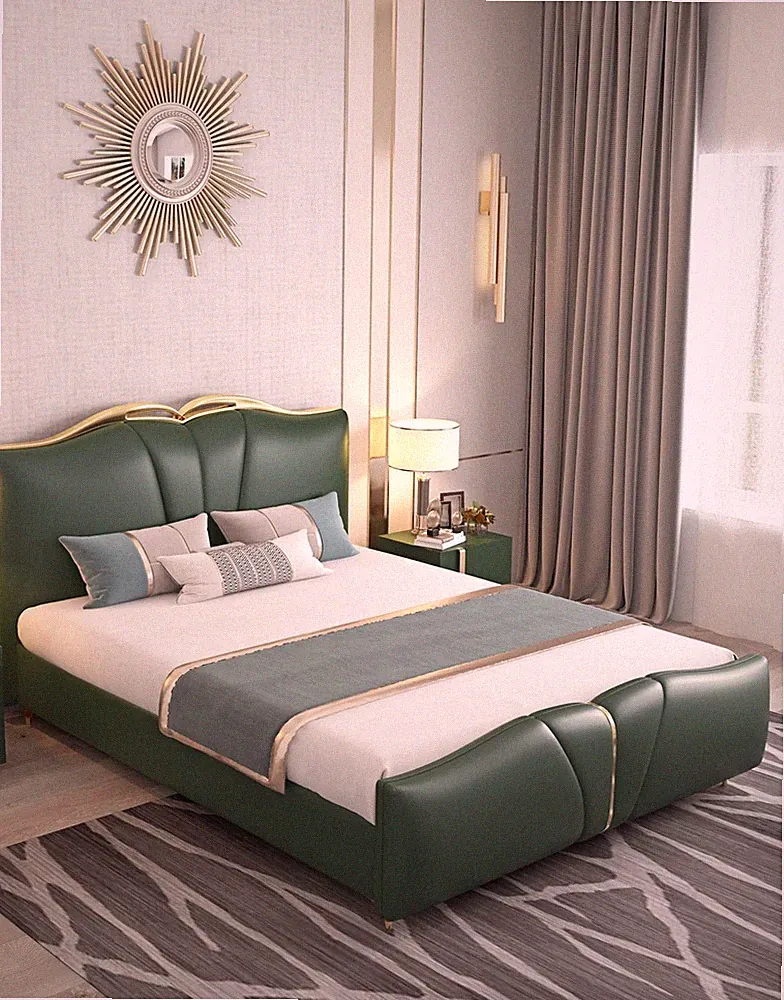 Bett Polster Design Luxus Doppel Hotel Betten grün Luxus Hotel Chesterfield