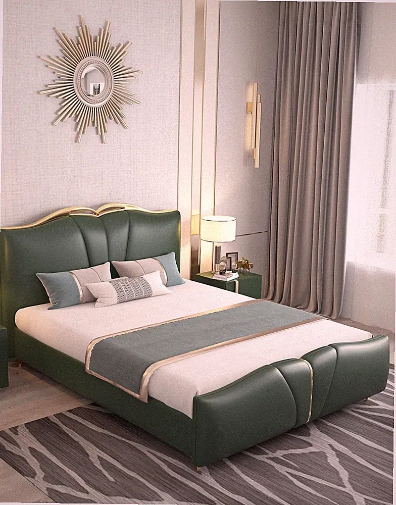 Bett Polster Design Luxus Doppel Hotel Betten grün Luxus Hotel Chesterfield