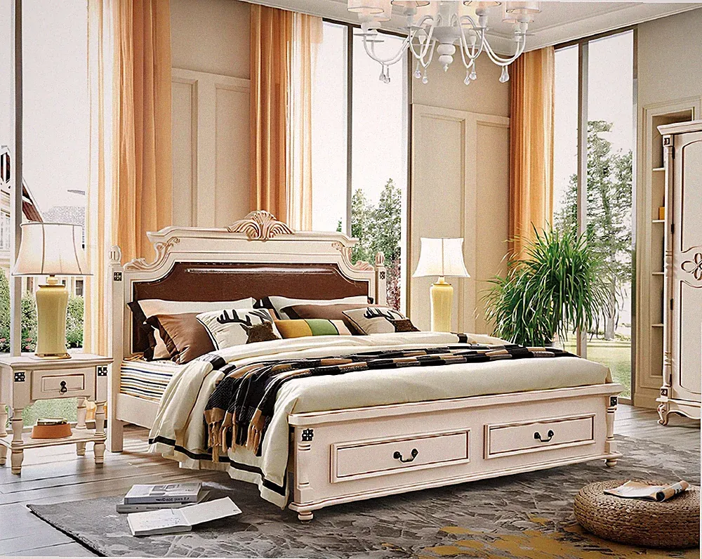 Bett Polster Design Luxus Doppel Hotel Betten Schlafzimmer Barock Holz Möbel Neu