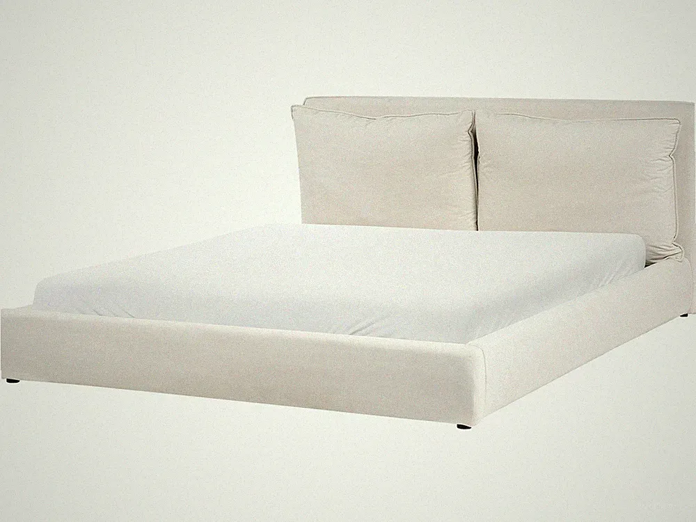 Bett Stoff hellbeige mit Kopfteil Lattenrost 180 x 200 cm Modern Bajonna