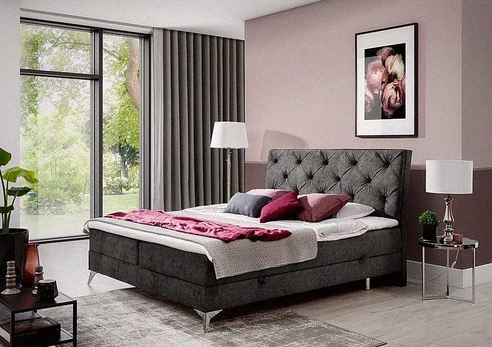 Bett Textil Polster Doppel Design Barock Modern Stil Chesterfield Betten Hotel