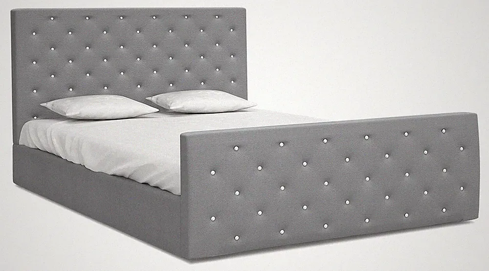 Bett VIKI 140x200 mit Matratze Lattenrost Doppelbett grau Samt Bettkasten