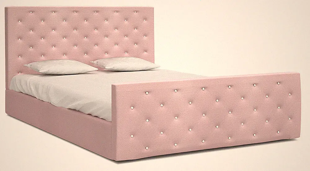 Bett VIKI 140x200 mit Matratze Lattenrost Doppelbett rosa Samt Bettkasten