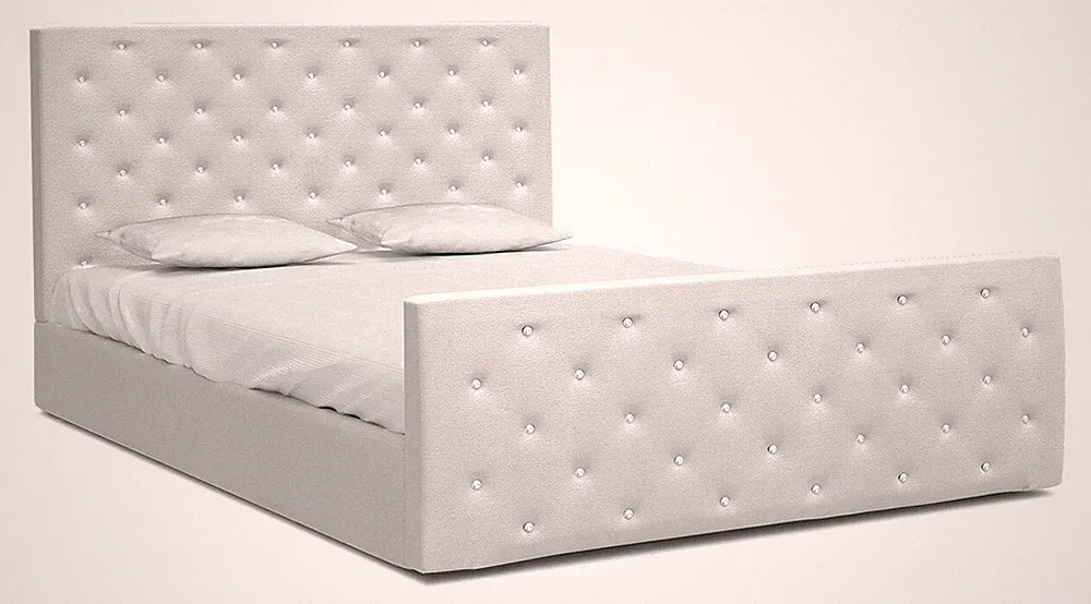Bett VIKI 140x200 mit Matratze Lattenrost Doppelbett weiß Samt Bettkasten