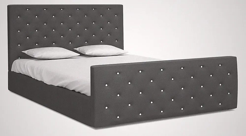 Bett VIKI 160x200 mit Matratze Lattenrost Doppelbett graphit Samt Bettkasten