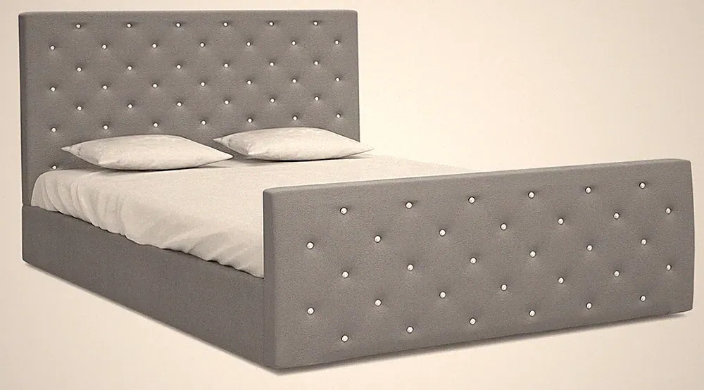 Bett VIKI 160x200 mit Matratze Lattenrost Doppelbett grau Samt Bettkasten