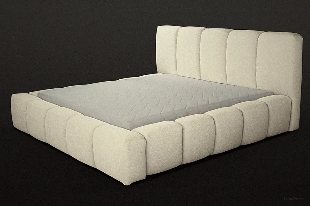 Bett Weißes Doppelbett Schlafzimmer Holzmöbel Design Polstermöbel Stoff