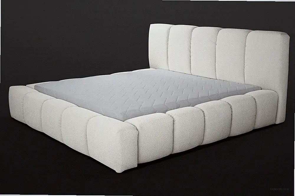 Bett Weißes Doppelbett Schlafzimmer Holzmöbel Design Polstermöbel Stoff
