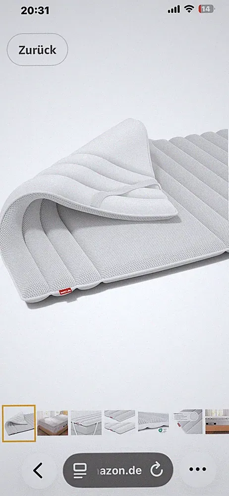 bett1.de HyBreeze Matratzenauflage 100x200 cm weiß/grau atmungsaktiv OEKO-TEX