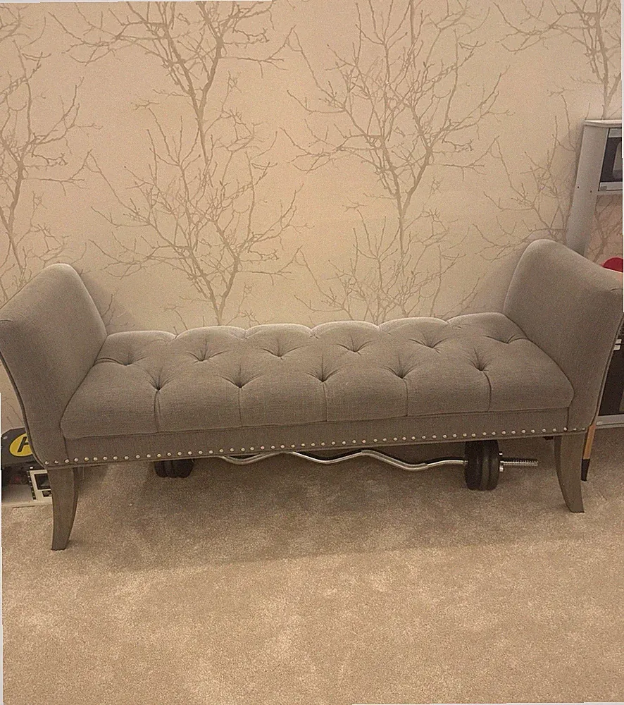 Bettbank gepolstert grau Barock 145 x 65 x 46