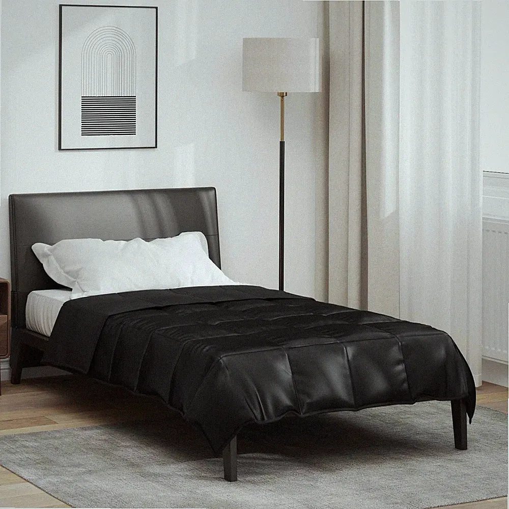 Bettdecke Schwarz 135x200cm Satin Mikrofaser Gesteppt Ganzjahres Antiallergisch Weich Öko