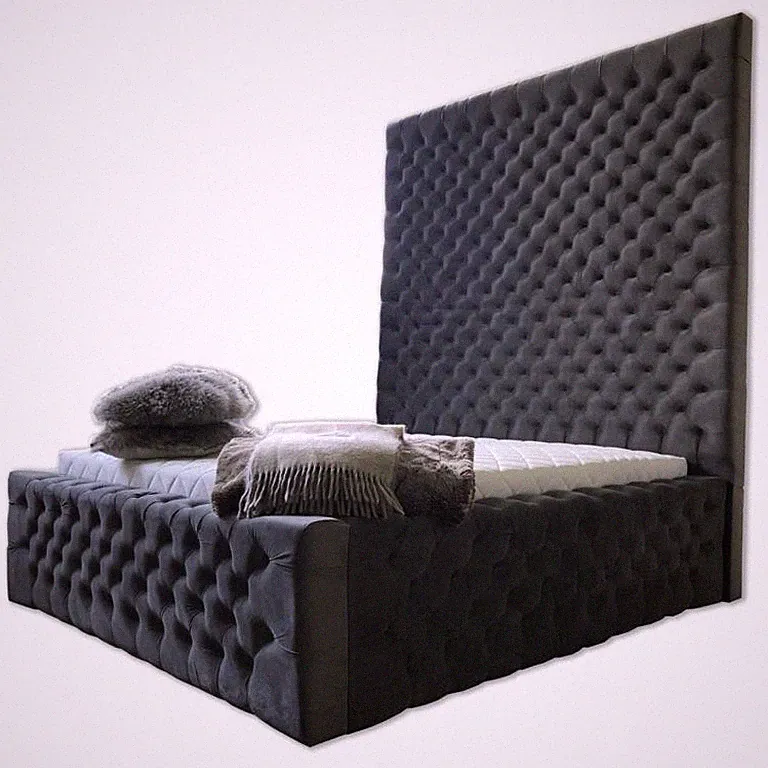 Betten Schwarz Luxus Hotel 180x200cm Bett Polster Design Möbel Doppel Hotel Neu