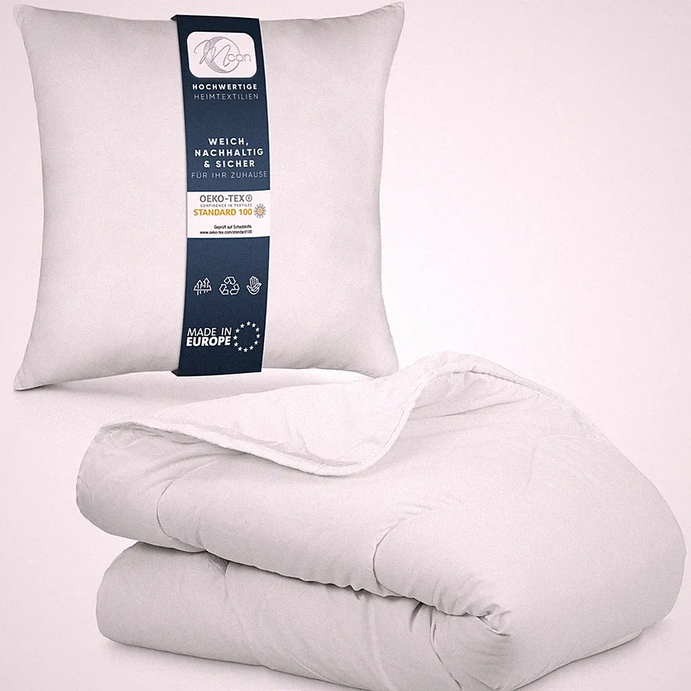 Bettenset 135x200 cm Ganzjahresdecke inkl. Kopfkissen 100% Polyester MOON