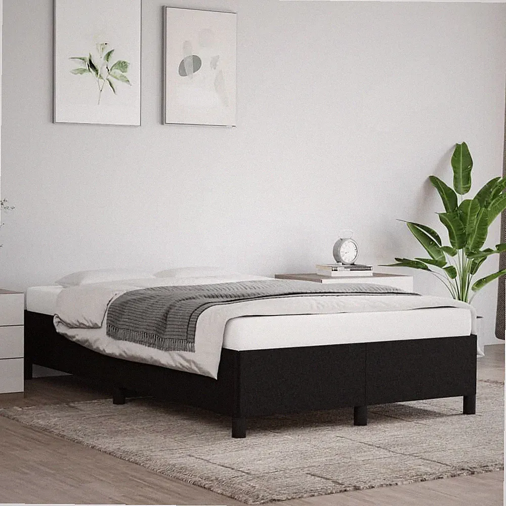 Bettgestell 120x200 cm Schwarz Stoff Doppelbett Holz mit Lattenrost