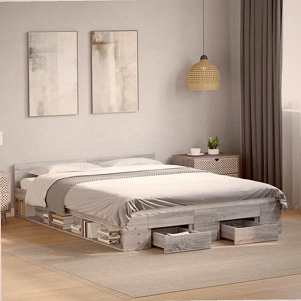 Bettgestell Bett Bettrahmen mit Schubladen Schlafzimmerbett Holzwerkstoff vidaXL