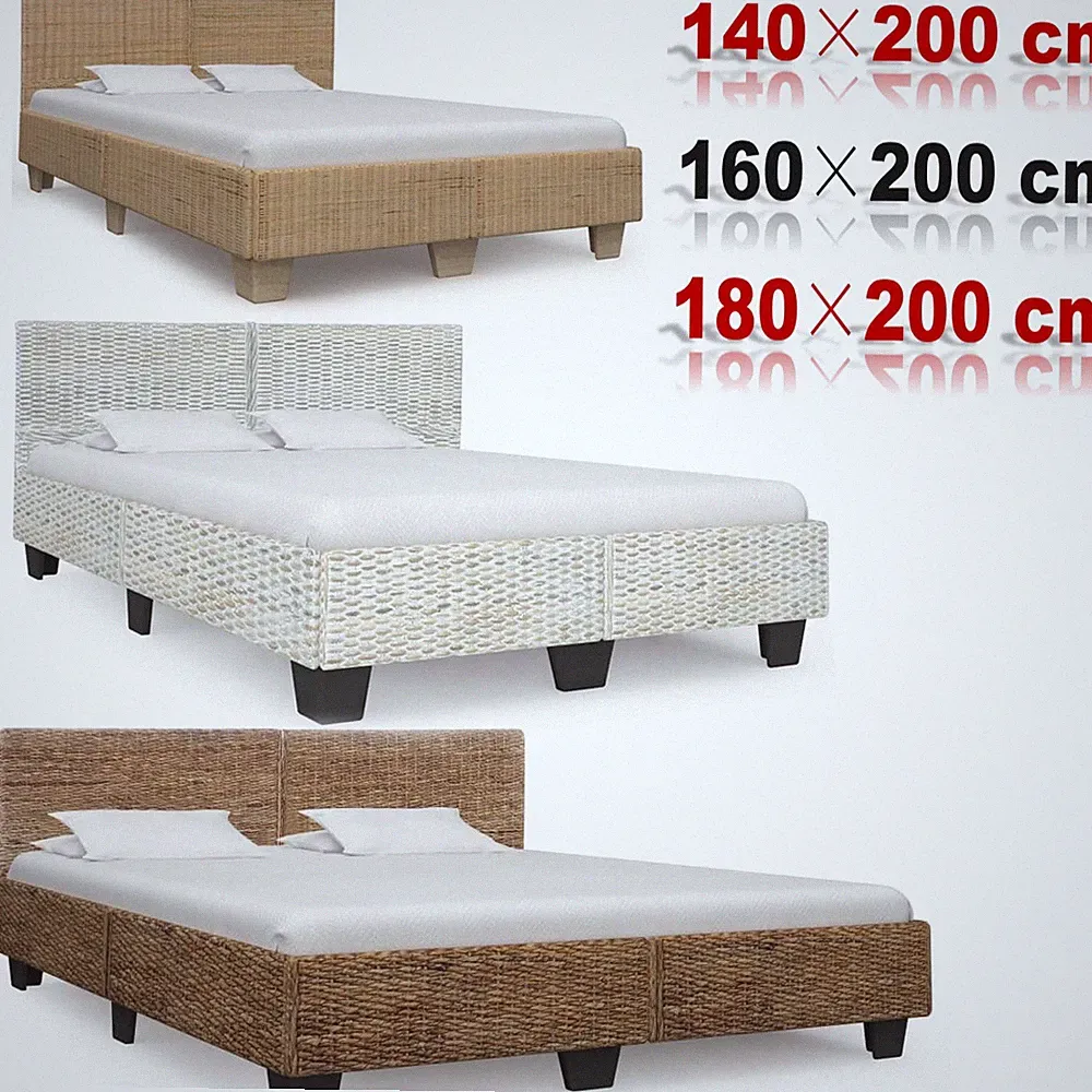 Bettgestell Bett Doppelbett Bettrahmen Schlafzimmerbett Natur Rattan