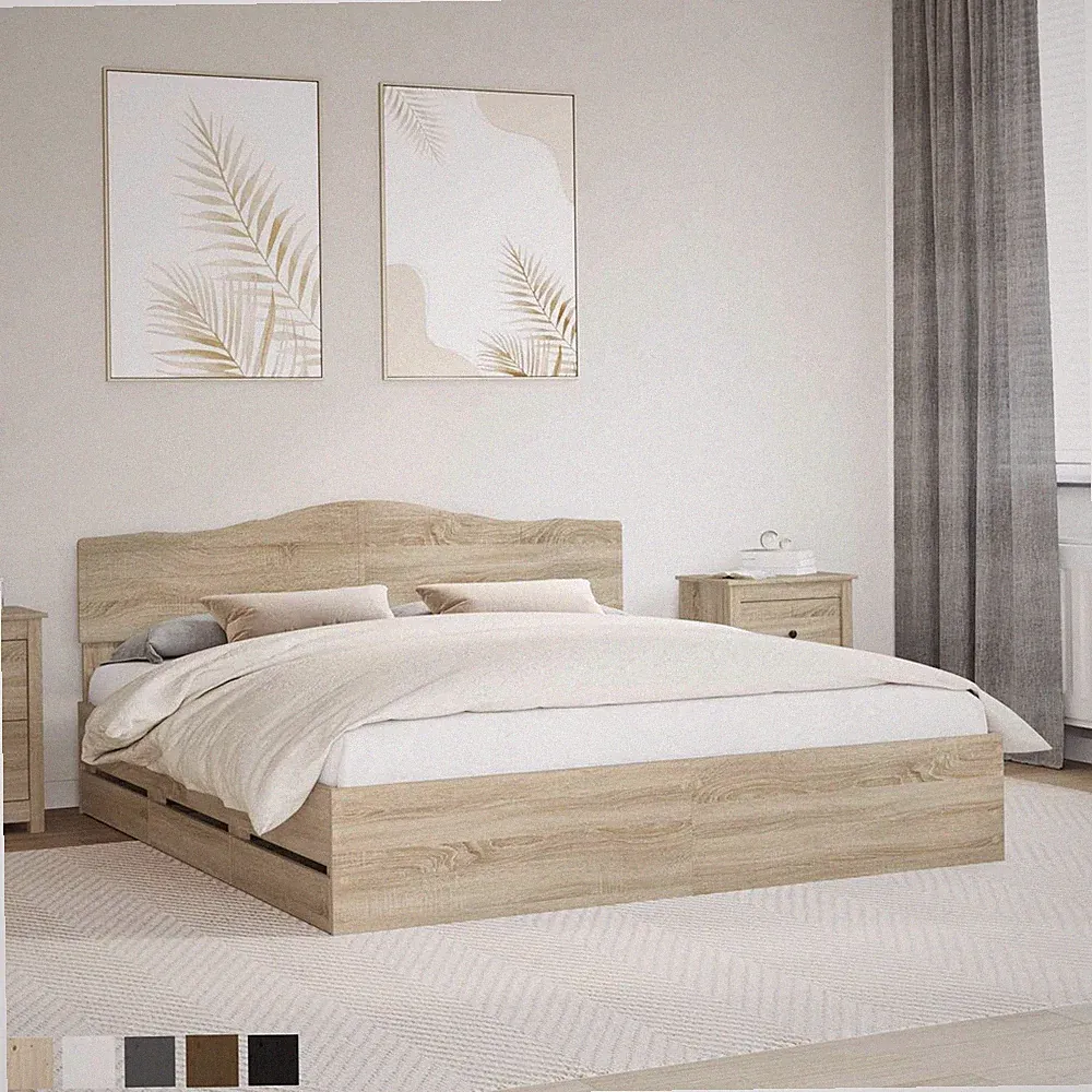Bettgestell Bettrahmen Bett mit Kopfteil Lattenrost Holz Einzelbett Doppelbett
