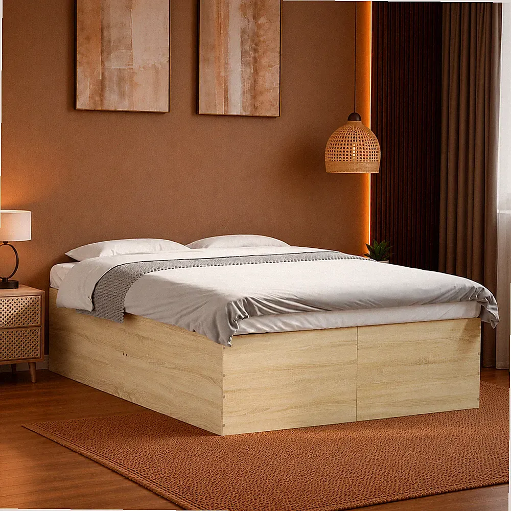 Bettgestell Doppelbett Schlafzimmer Bett Bettrahmen Sonoma Eiche | 140 x 200 cm