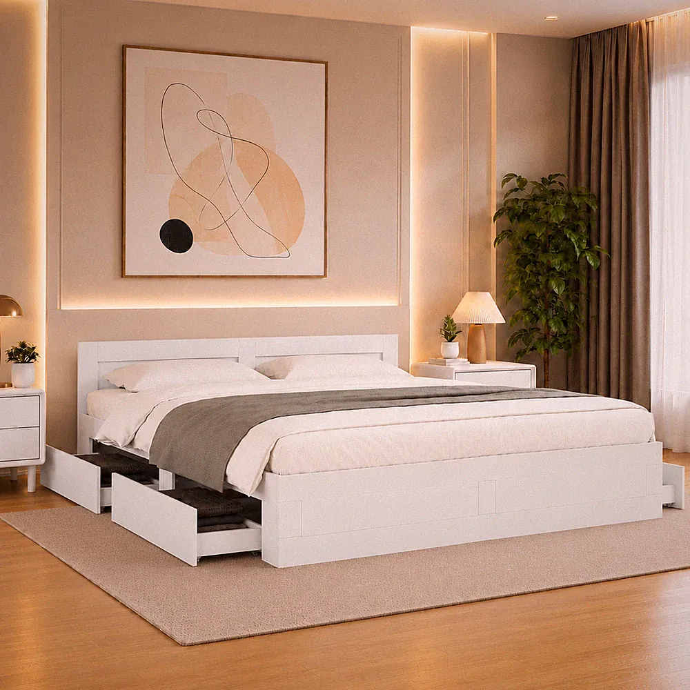 Bettgestell Einzelbett Schlafzimmer Bett Bettrahmen Kopfteil Weiß | 120 x 200cm