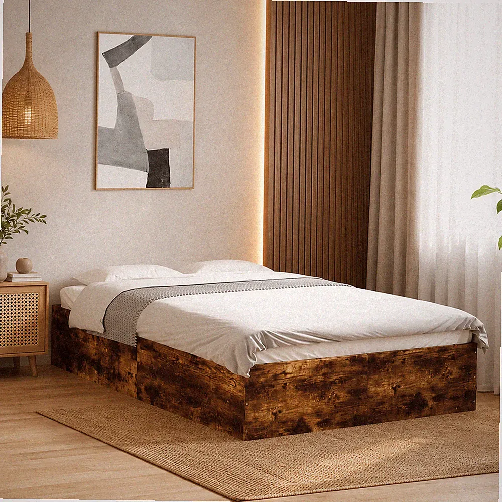 Bettgestell Einzelbett Schlafzimmer Bett Bettrahmen Räuchereiche | 120 x 190 cm