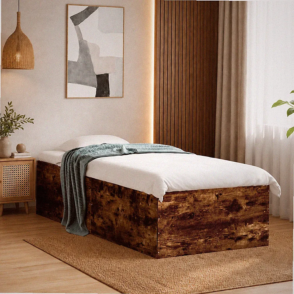 Bettgestell Einzelbett Schlafzimmer Bett Bettrahmen Räuchereiche | 90 x 190 cm