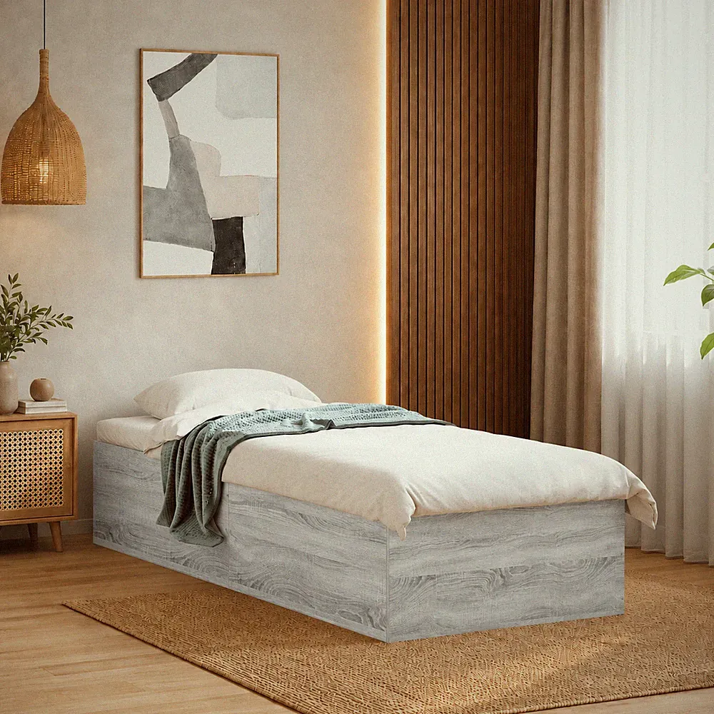 Bettgestell Einzelbett Schlafzimmer Bett Bettrahmen Sonoma Grau | 90 x 200 cm