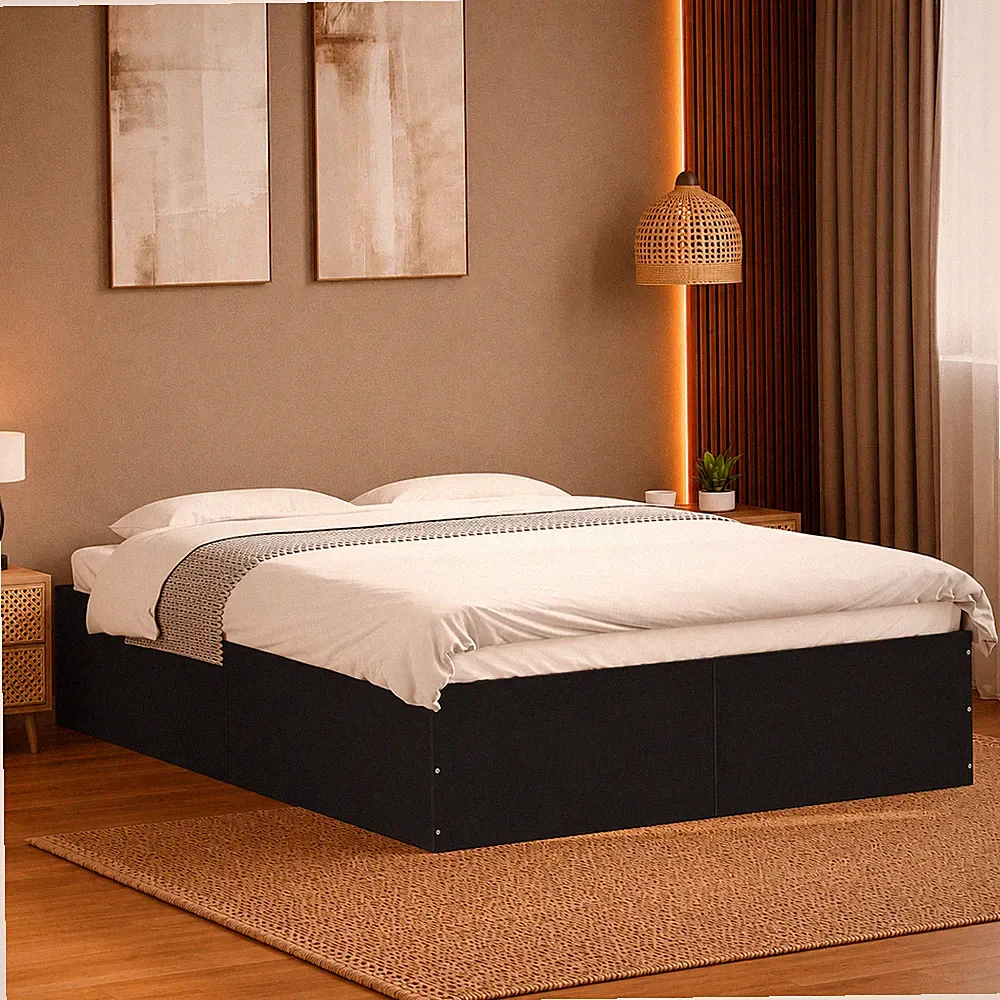 Bettgestell Einzelbett Schlafzimmer Bettrahmen Schwarz | 120 x 190 cm