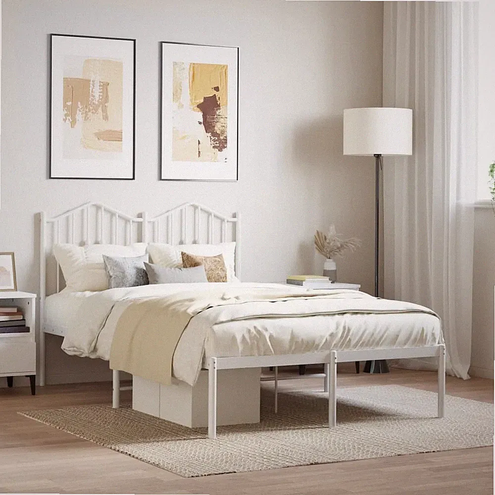 Bettgestell Kopfteil Bettrahmen Bett Metallbett Gästebett Schlafzimmer vidaXL