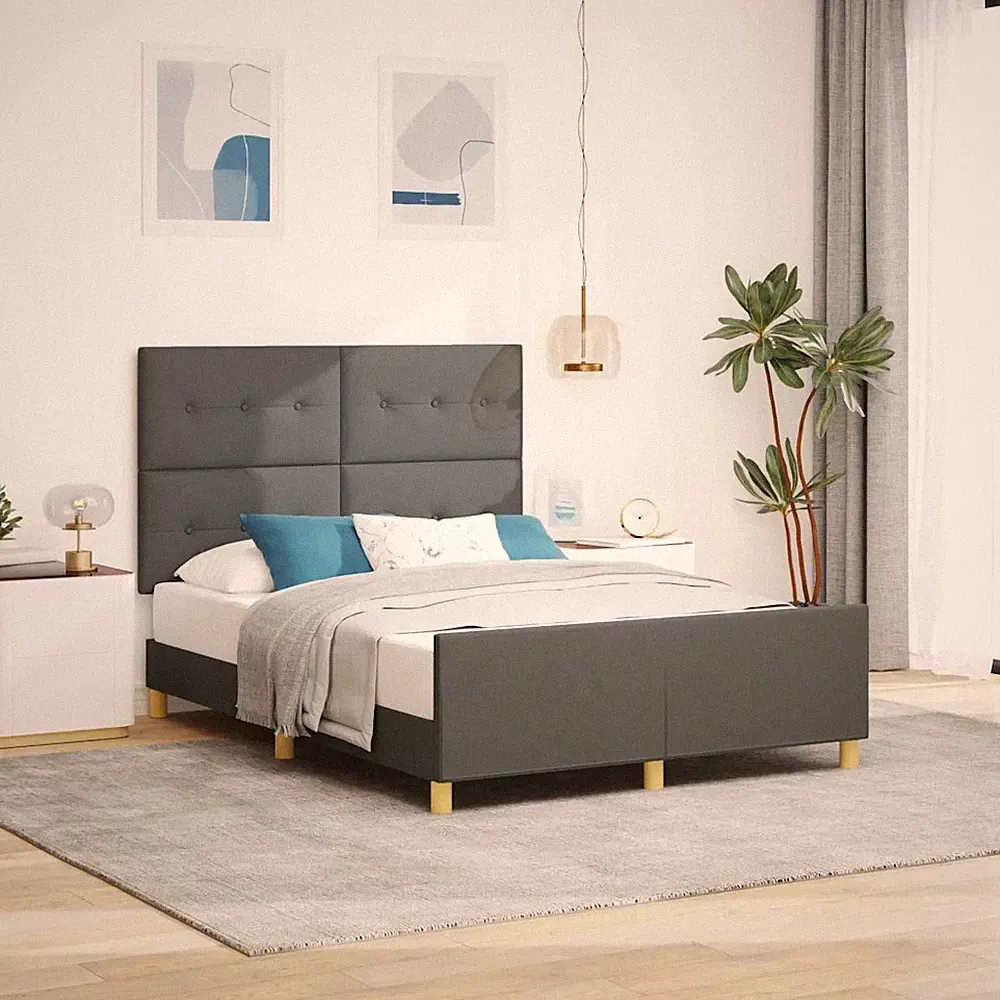 Bettgestell Kopfteil Polsterbett Bett Schlafzimmerbett Lattenrost Stoff vidaXL