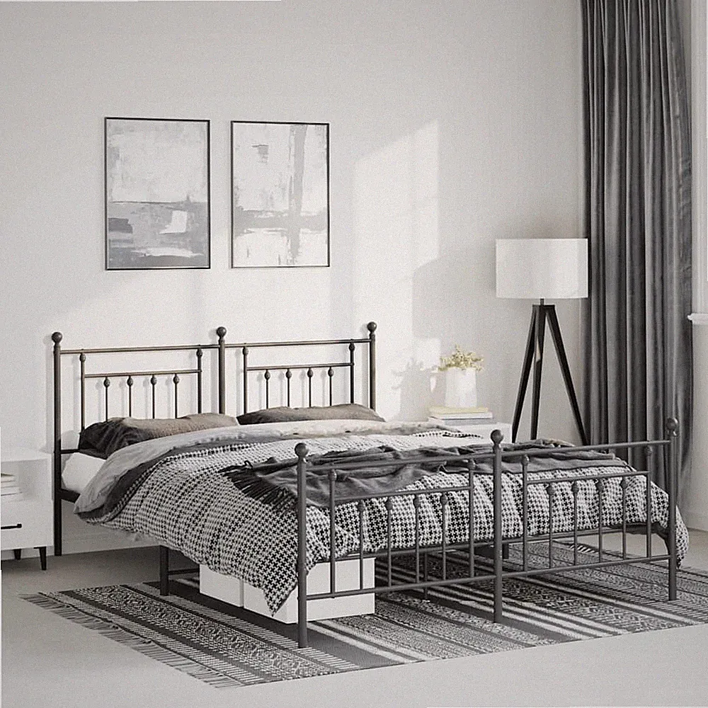 Bettgestell Lattenrost Kopfteil Metallbett Bett Gästebett Schlafzimmer vidaXL