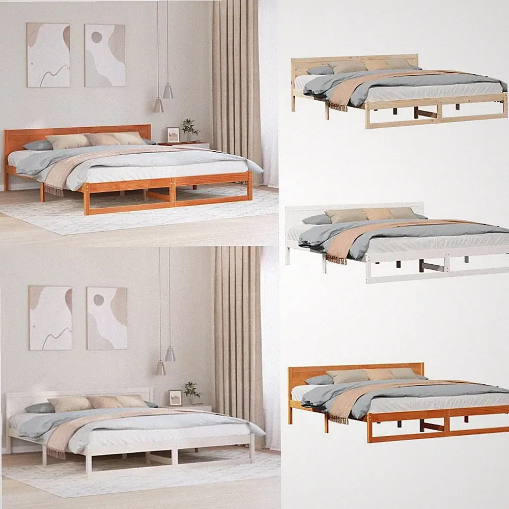 Bettgestell Massivholz Kiefer Einzel/Doppelt Robust minimalistisches Bettgestell