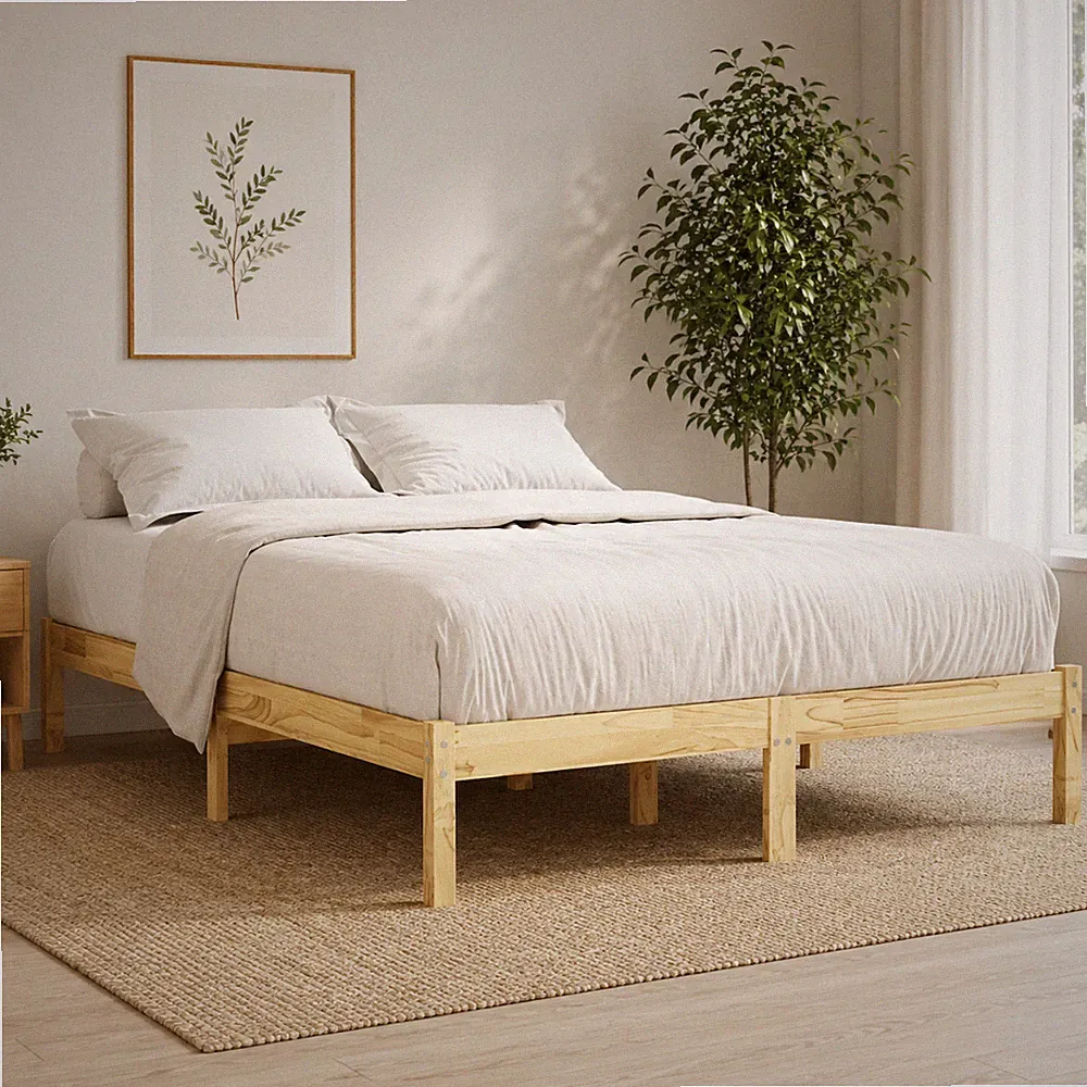 Bettgestell Massivholz Kiefer Holzbett Doppelbett Natur 140x200 cm