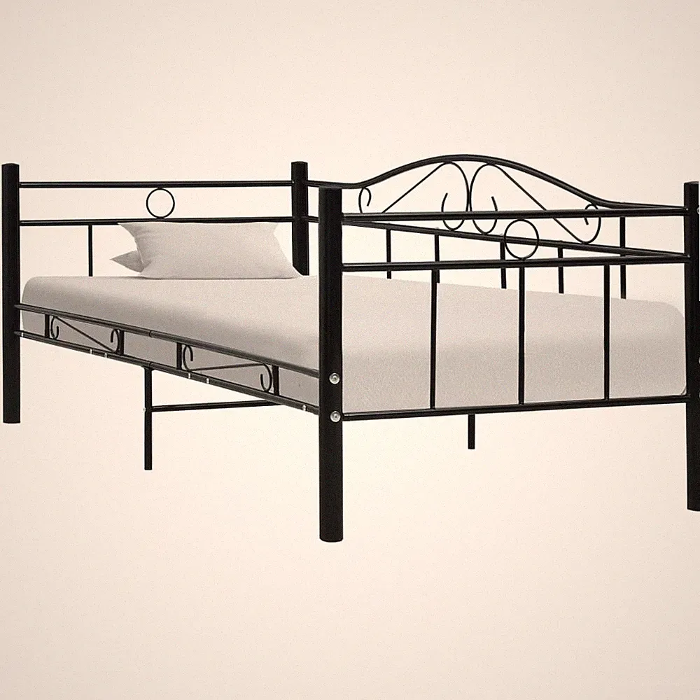Bettgestell Metall 90x200cm Metallbett Schlafzimmer Bett Weiß/Schwarz vidaXL