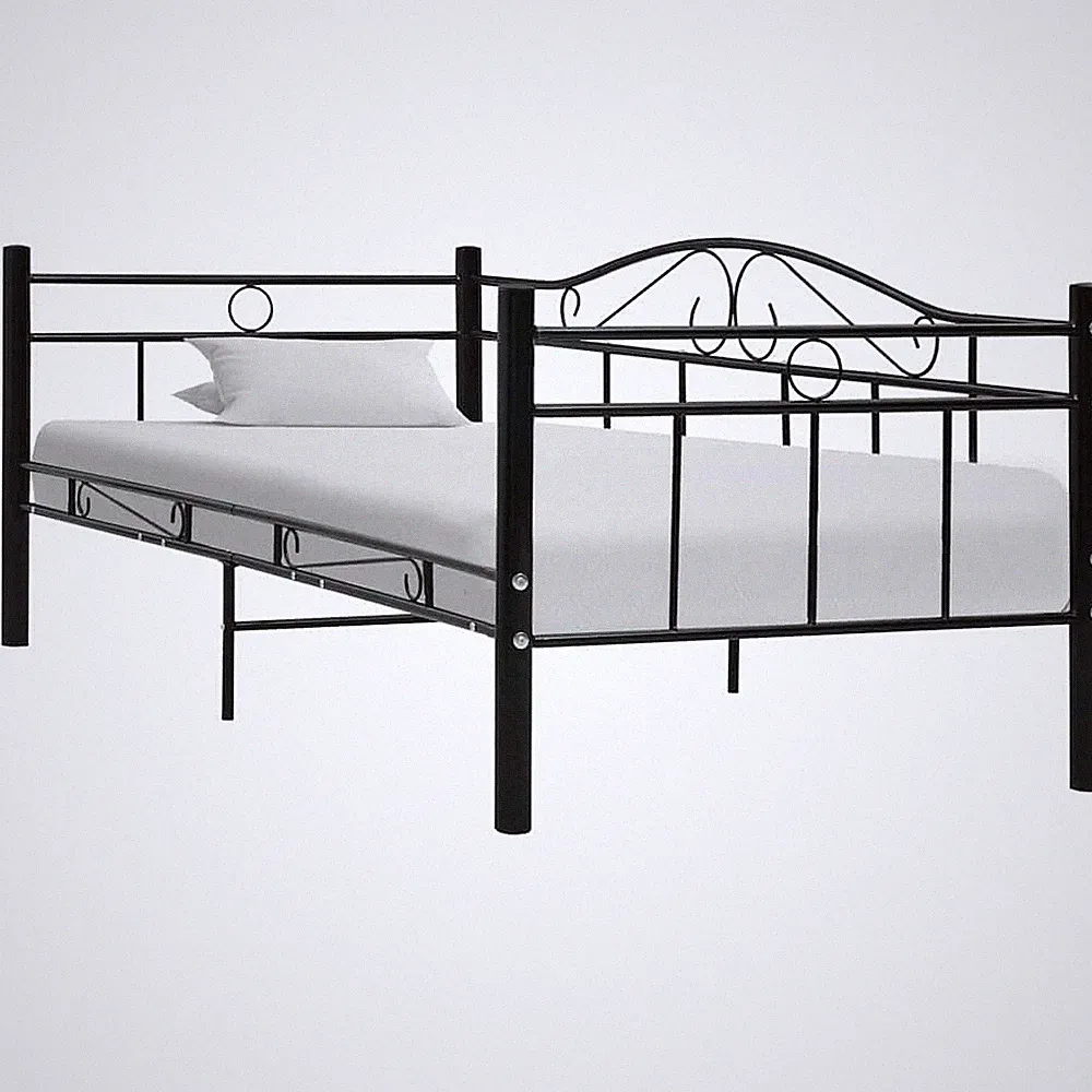Bettgestell Metall 90x200cm Metallbett Schlafzimmer Bett Weiß/Schwarz vidaXL