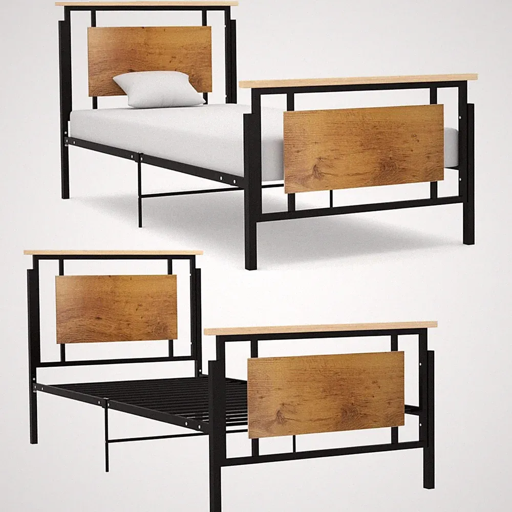 Bettgestell Metall Bett Gästebett Bettgestell Einzelbett Holzbett 90/100x200 cm