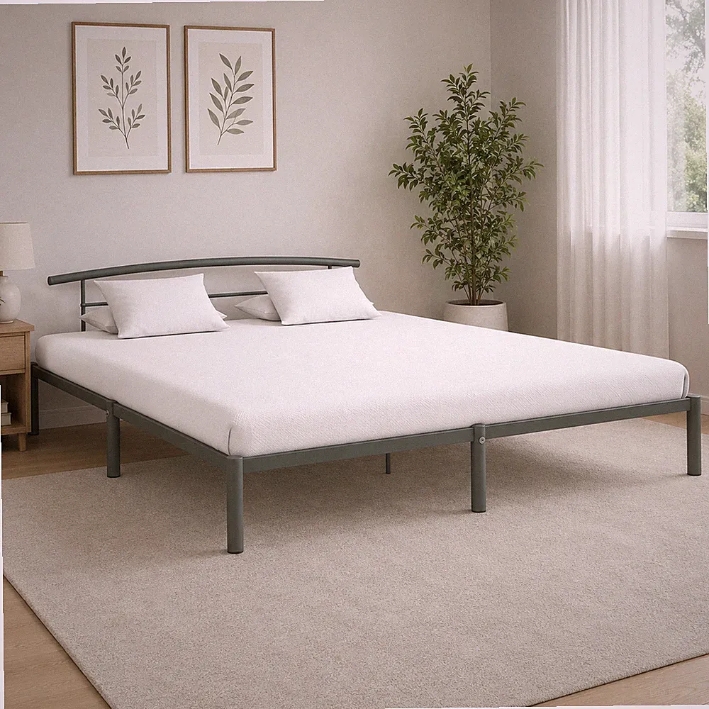 Bettgestell Metall Grau Doppelbett Bettrahmen Schlafzimmer 180x200 cm