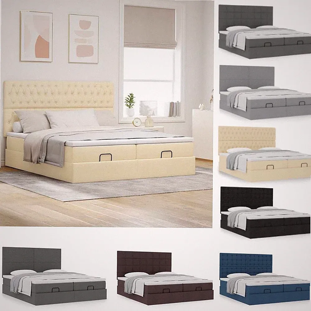 Bettgestell mit Kopfteil Bett Polsterbett Lattenrost Bettrahmen Stoff vidaXL