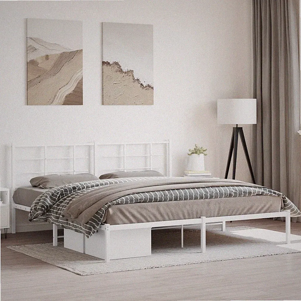 Bettgestell mit Kopfteil Bettrahmen Bett Gästebett Metallbett Metall